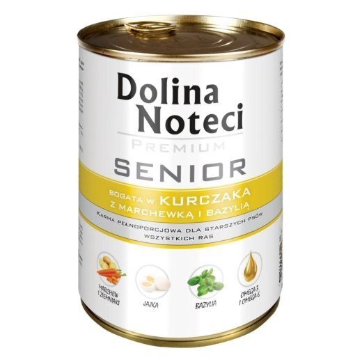 Dolina Noteci Premium Senior kana, porgandite ja basiilikuga, 400 g hind ja info | Konservid koertele | kaup24.ee