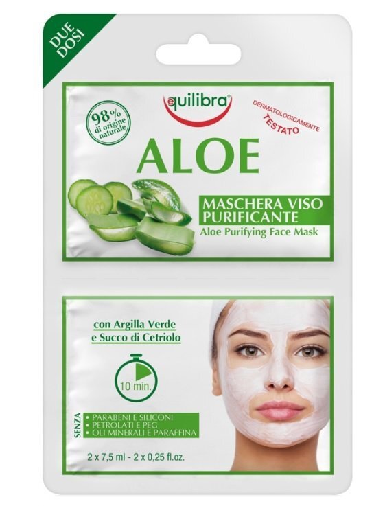 Sügavpuhastav näomask aloe vera ekstraktiga Equilibra Aloe Maschera Viso Purificante 2 x 7.5 ml hind ja info | Näomaskid, silmamaskid | kaup24.ee