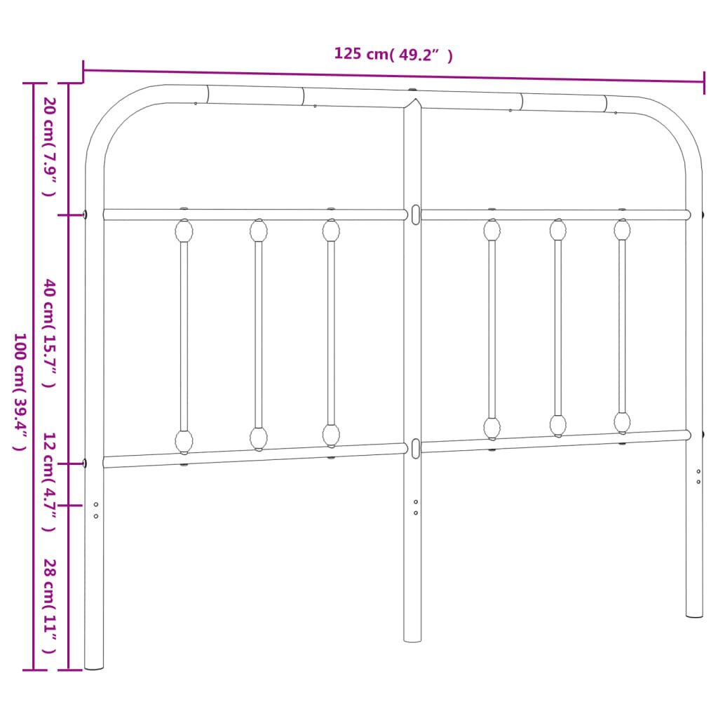 vidaXL metallist voodipeats, valge, 120 cm цена и информация | Voodid | kaup24.ee