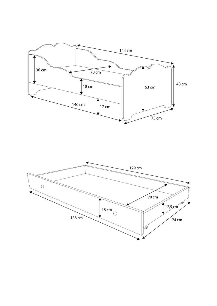 Lastevoodi ADRK Furniture Ximena, 70x140 cm, valge hind ja info | Lastevoodid | kaup24.ee