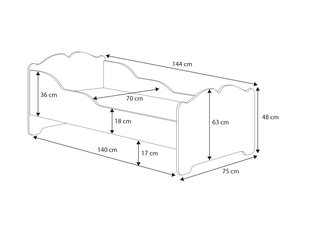 Lastevoodi ADRK Furniture Ximena two dogs, 70x140 cm, valge цена и информация | Детские кровати | kaup24.ee