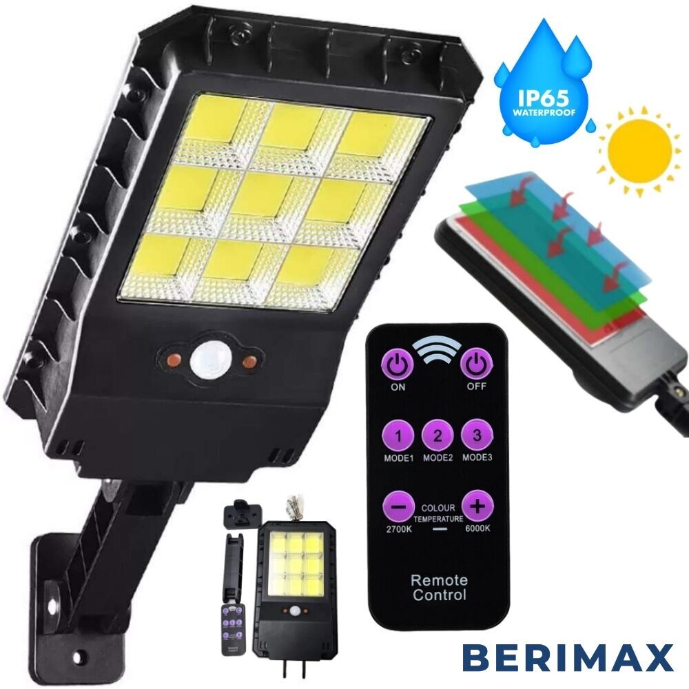 Tänavavalgusti Berimax SL108 päikesepaneeliga BRM_14090452 hind ja info | Aia- ja õuevalgustid | kaup24.ee
