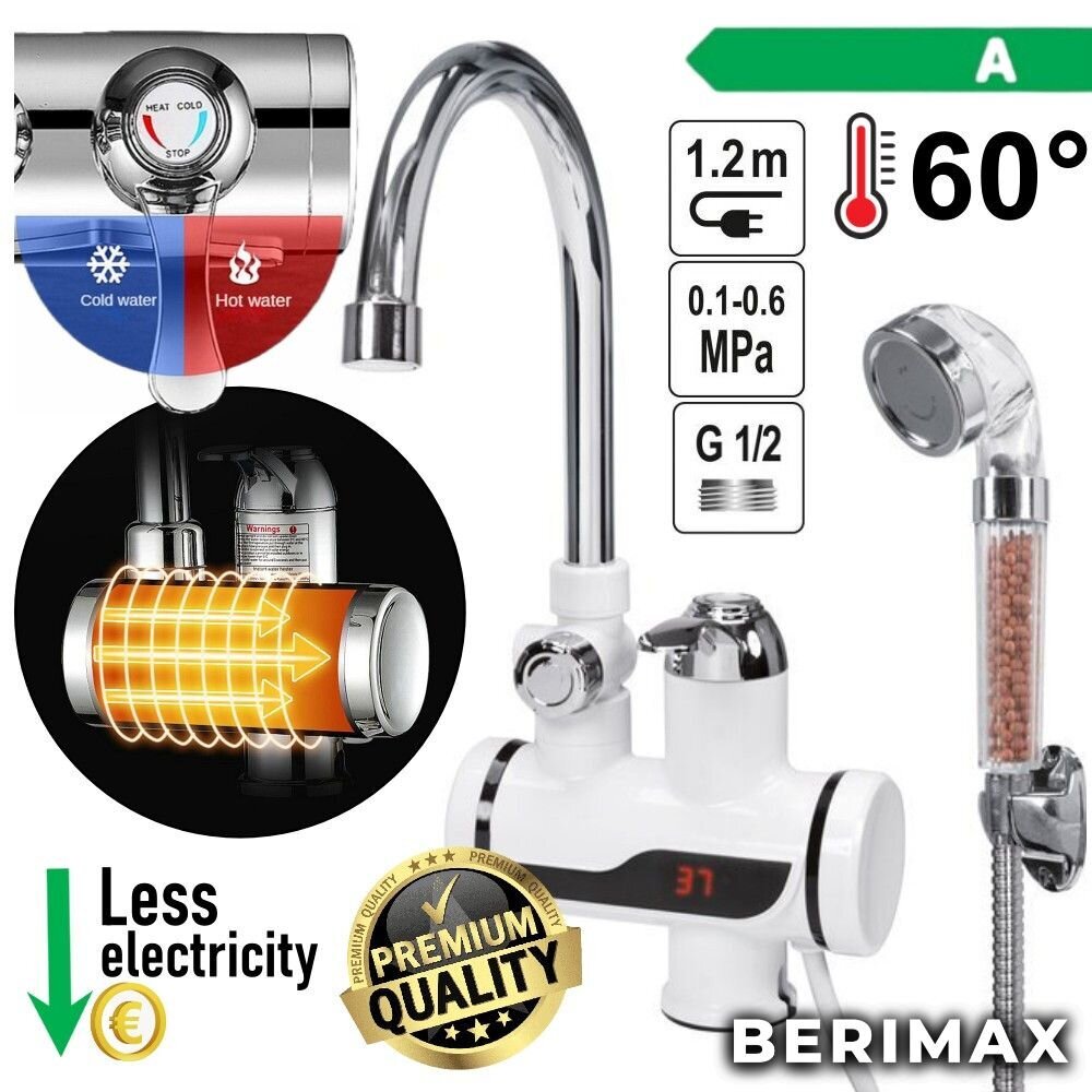 Elektriline veesoojendi/segisti Berimax koos duššiga LCD KATLA-3 BRM_1804059 hind ja info | Boilerid | kaup24.ee