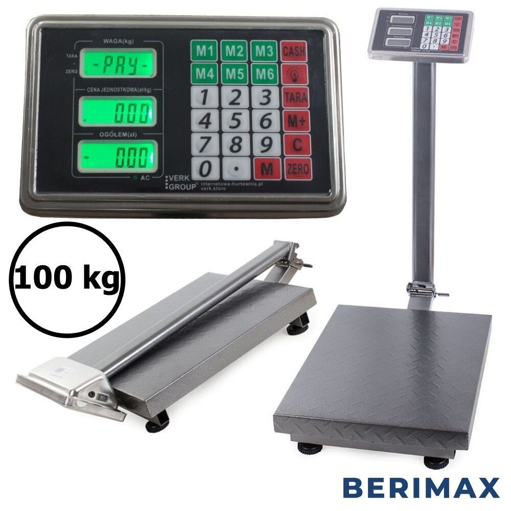 Platvormkaal Berimax PF100L (100 kg, 30x40) BRM_5907451326831 hind ja info | Tööstuskaalud | kaup24.ee