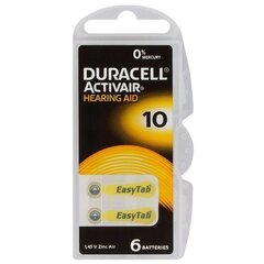 Батарейки для слуховых аппаратов Duracell ActivAir 10, 6 шт. цена и информация | Батарейки | kaup24.ee