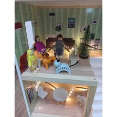 Деревянный кукольный домик с подсветкой Enero цена и информация | Игрушки для девочек | kaup24.ee