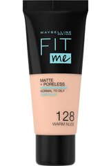 Maybelline FIT ME Matte jumestuskreem 128 Warm Nude, 30ml цена и информация | Пудры, базы под макияж | kaup24.ee