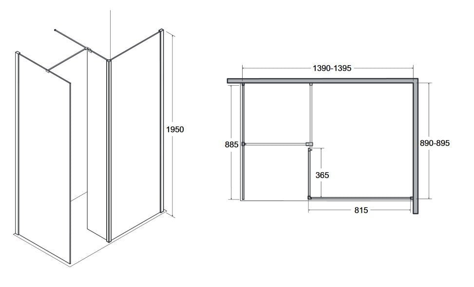 Dušikabiin Besco INDRE walk-in, 140x90x195 cm hind ja info | Dušikabiinid | kaup24.ee