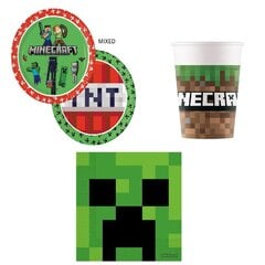 Одноразовая посуда Minecraft (чашки, тарелки и салфетки), на 8 человек цена и информация | Праздничная одноразовая посуда | kaup24.ee