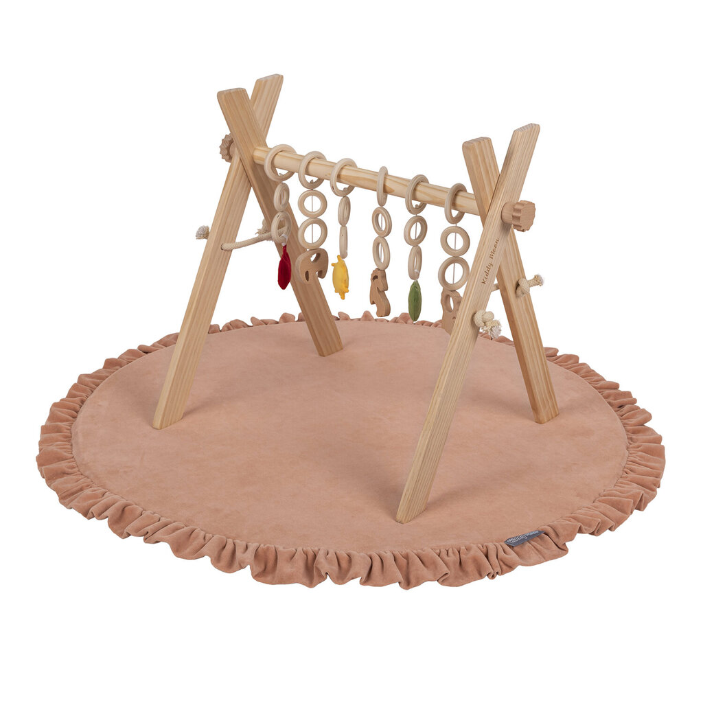 KiddyMooni puidust mängutuba pehme vahtmatiga väikelastele, kellel on rippuvad mänguasjad Montessori mänguasi väikelastele Treenige kõrberoosa matiga looduslikult hind ja info | Imikute mänguasjad | kaup24.ee