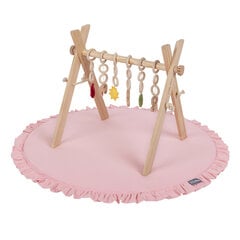 KiddyMooni puidust mängumaja pehme vahtmatiga väikelastele, kellel on rippuvad mänguasjad Montessori mänguasi väikelastele Treenige looduslikult roosa matiga hind ja info | Imikute mänguasjad | kaup24.ee