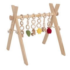 KiddyMooni puidust mängumaja pehme vahtmatiga väikelastele rippuvate mänguasjadega Montessori mänguasi väikelastele Treenige helehalli matiga цена и информация | Игрушки для малышей | kaup24.ee