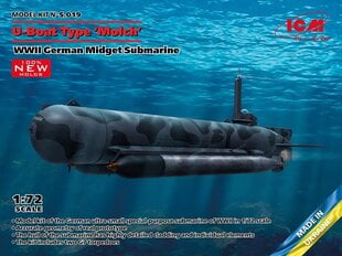 Liimitav mudel ICM S019 WWII German Midget Submarine U-Boat Type Molch 1/72 цена и информация | Склеиваемые модели | kaup24.ee