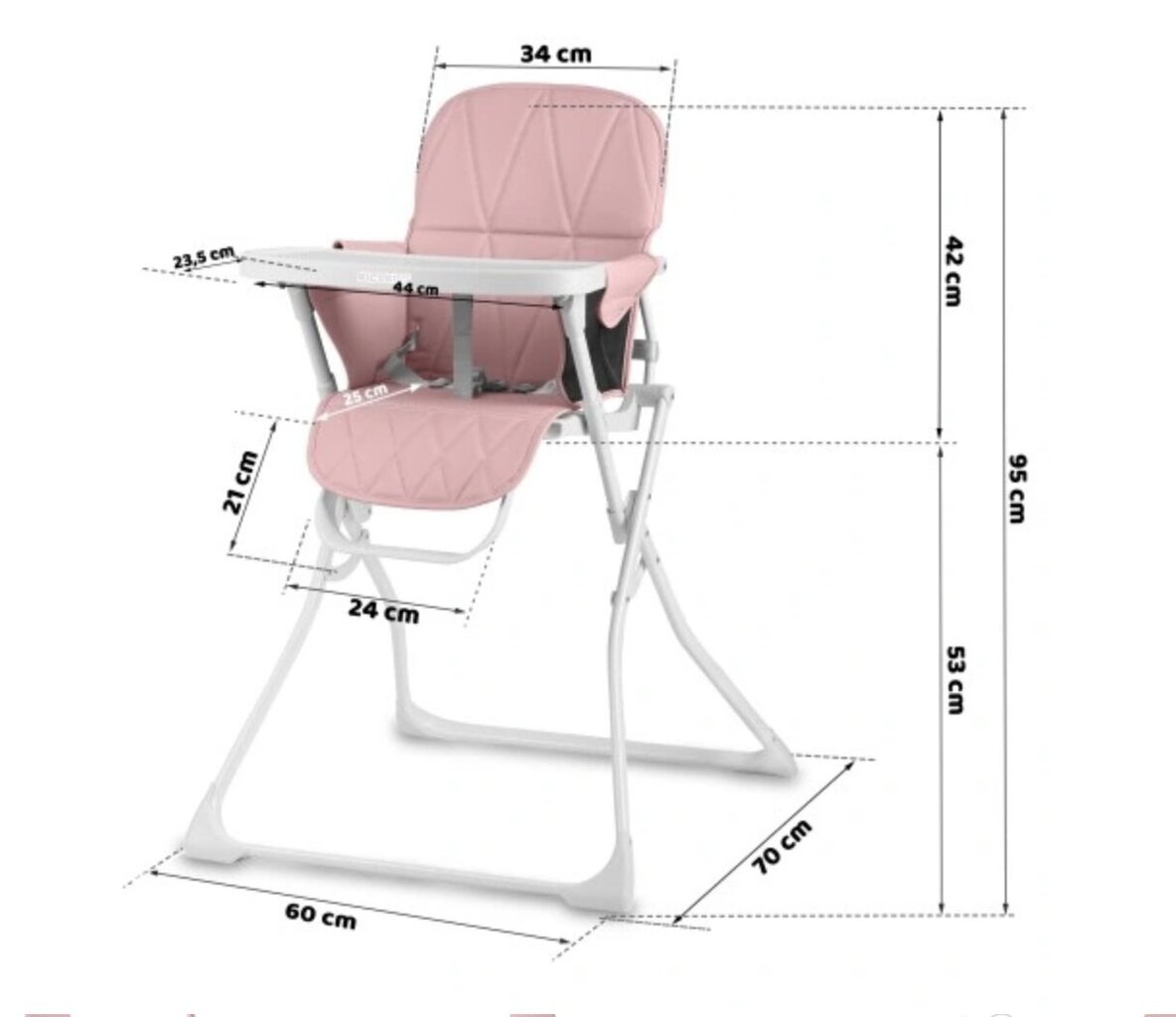 Söögitool RicoKids 95 x 60 x 70 cm, roosa hind ja info | Laste söögitoolid | kaup24.ee