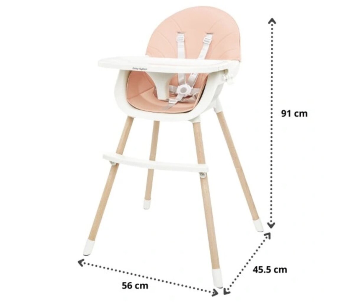 Söögitool Moby System 91 x 45 x 56 cm, roosa hind ja info | Laste söögitoolid | kaup24.ee