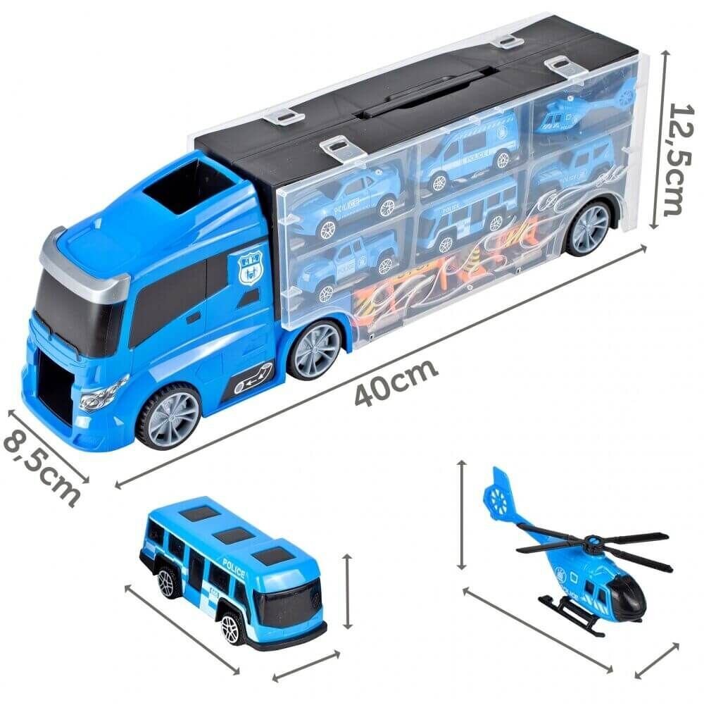 Politsei veoauto traktor 5 auto ja helikopteriga hind ja info | Poiste mänguasjad | kaup24.ee