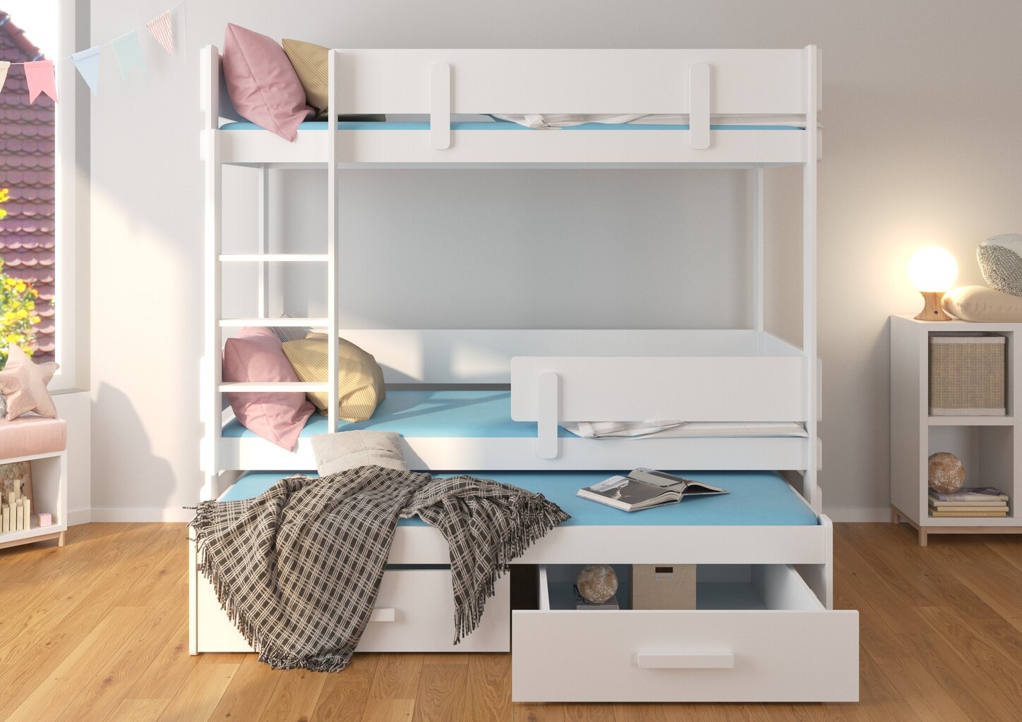 Narivoodi Adrk Furniture Etapo, 80x180 cm, valge/hall цена и информация | Lastevoodid | kaup24.ee