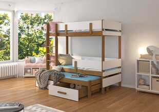 Кровать двухъярусная ADRK Furniture Etapo 90x200 см, белый/коричневый цвет цена и информация | Детские кровати | kaup24.ee