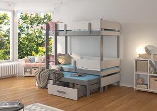 Кровать двухъярусная ADRK Furniture Etapo 90x200 см, белый/серый цвет цена и информация | Детские кровати | kaup24.ee