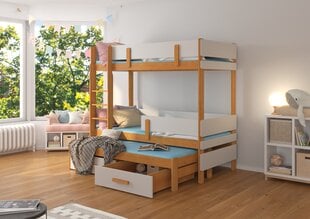 Кровать двухъярусная ADRK Furniture Etapo 90x200 см, серый/коричневый цвет цена и информация | Детские кровати | kaup24.ee
