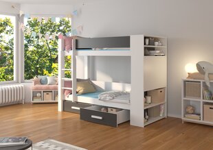 Кровать двухъярусная Adrk Furniture Garet с матрасом, 80x180 см, белый/черный цвет цена и информация | Детские кровати | kaup24.ee