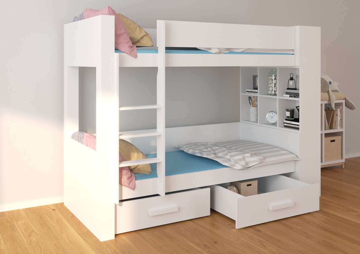 Narivoodi Adrk Furniture Garet, 80x180 cm, valge цена и информация | Lastevoodid | kaup24.ee