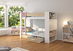 Narivoodi Adrk Furniture Garet, 90x200 cm, valge/pruun цена и информация | Детские кровати | kaup24.ee