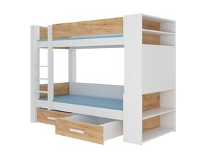 Narivoodi Adrk Furniture Garet, 90x200 cm, valge/pruun цена и информация | Детские кровати | kaup24.ee