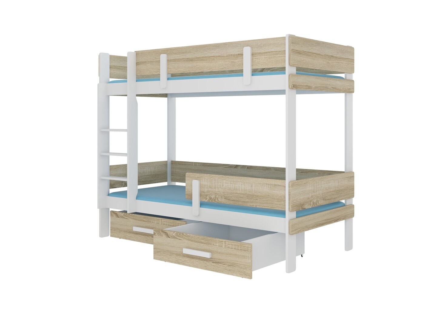 Narivoodi Adrk Furniture Etiona koos madratsiga, 90x200 cm, valge/pruun hind ja info | Lastevoodid | kaup24.ee