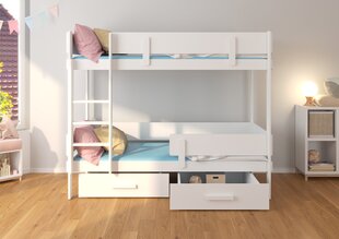 Кровать двухъярусная Adrk Furniture Etiona с матрасом, 90х200 см, белый/черный цвет цена и информация | Детские кровати | kaup24.ee