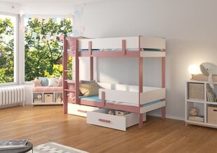 Двухъярусная кровать ADRK Furniture Etiona 80x180 см, белый/розовый цвет цена и информация | Детские кровати | kaup24.ee