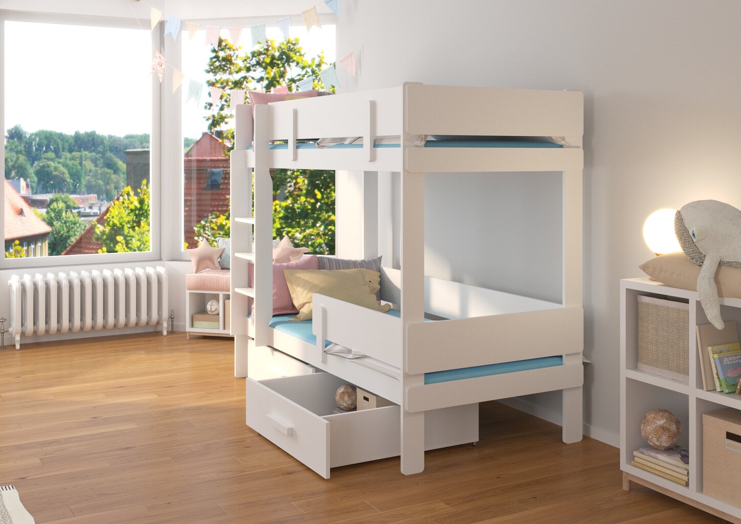 Narivoodi Adrk Furniture Etiona, 80x180 cm, valge/roosa hind ja info | Lastevoodid | kaup24.ee