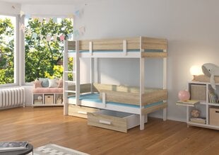 Narivoodi Adrk Furniture Etiona koos madratsiga, 80x180 cm, valge/pruun цена и информация | Детские кровати | kaup24.ee