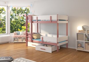 Кровать двухъярусная ADRK Furniture Etiona 90x200 см, белый/розовый цвет цена и информация | Детские кровати | kaup24.ee