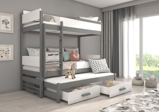 Кровать двухъярусная ADRK Furniture Queen с матрасами, 80х180 см, белый/серый цвет цена и информация | Детские кровати | kaup24.ee