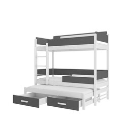 Кровать двухъярусная ADRK Furniture Queen с матрасами, 90х200 см, белый/серый цвет цена и информация | Детские кровати | kaup24.ee