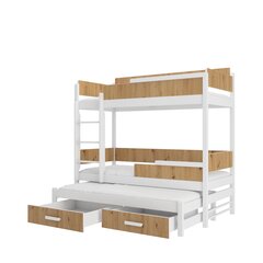 Кровать двухъярусная ADRK Furniture Queen с матрасами, 90х200 см, белый/коричневый цвет цена и информация | Детские кровати | kaup24.ee