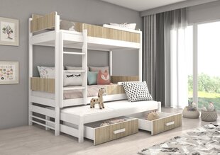 Кровать двухъярусная ADRK Furniture Queen с матрасами, 80х180 см, белый/коричневый цвет цена и информация | Детские кровати | kaup24.ee