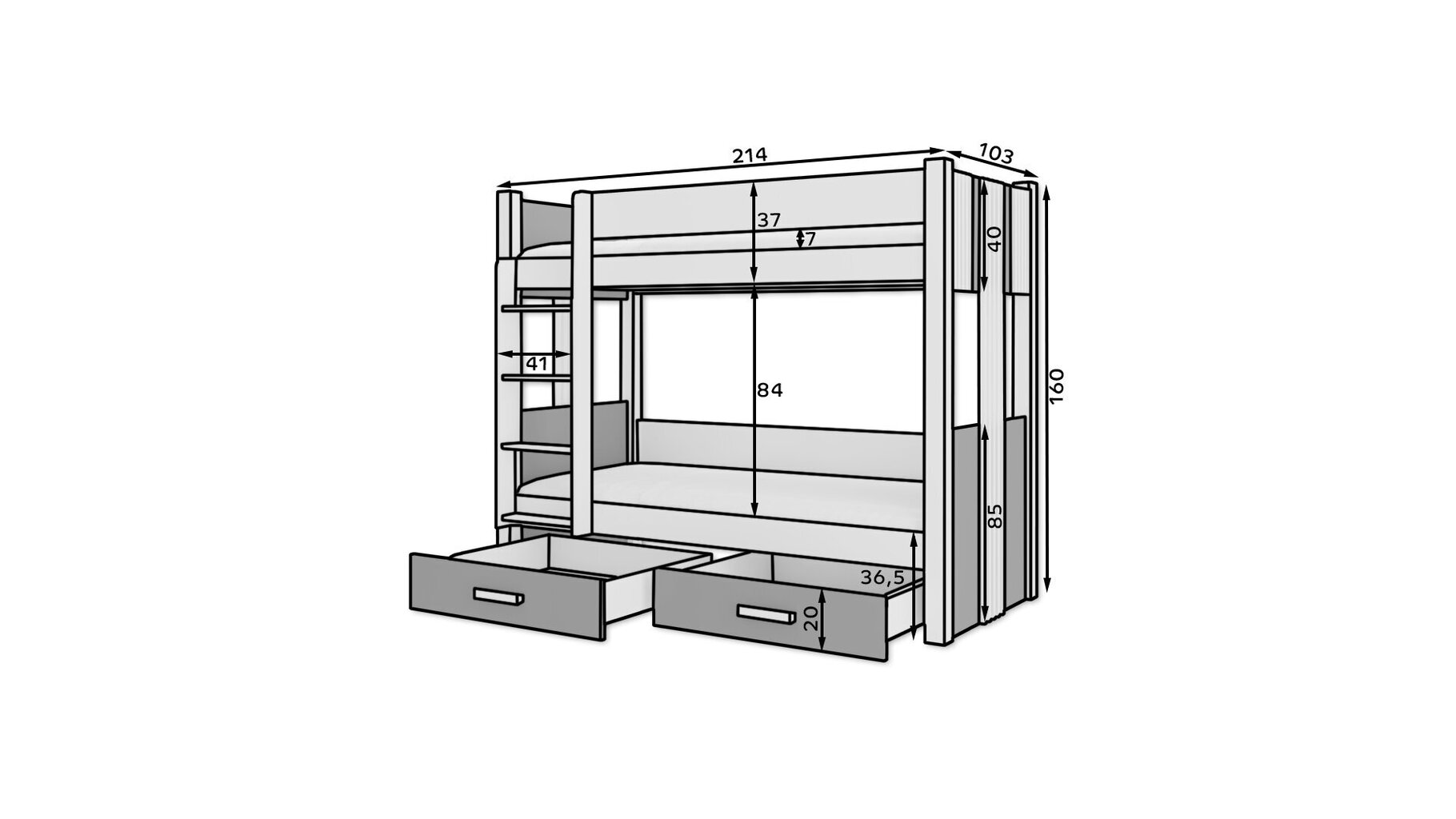 Narivoodi Adrk Furniture Arta, 90x200 cm, valge/pruun цена и информация | Lastevoodid | kaup24.ee