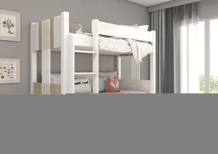 Кровать двухъярусная ADRK Furniture Arta с матрасом, 90х200 см, белый/коричневый цвет цена и информация | Детские кровати | kaup24.ee