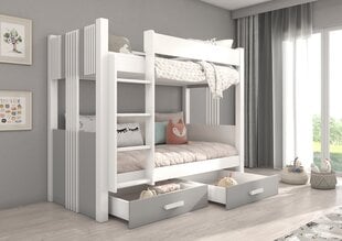 Кровать двухъярусная ADRK Furniture Arta с матрасом, 80х180 см, белый/серый цвет цена и информация | Детские кровати | kaup24.ee