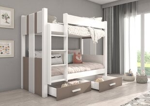 Кровать двухъярусная ADRK Furniture Arta с матрасом, 80х180 см, белый/коричневый цвет цена и информация | Детские кровати | kaup24.ee