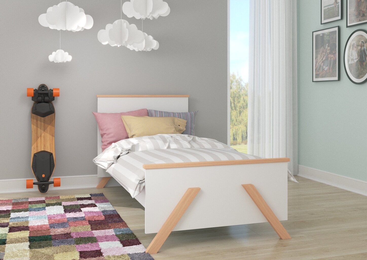 Voodi Adrk Furniture Koral, 80x180 cm, valge/pruun цена и информация | Lastevoodid | kaup24.ee