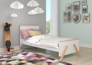 Voodi Adrk Furniture Koral, 90x200 cm, valge/pruun цена и информация | Детские кровати | kaup24.ee