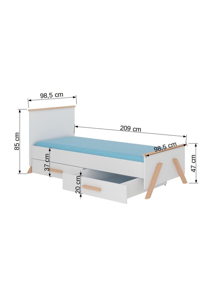 Voodi Adrk Furniture Koral, 90x200 cm, valge/pruun цена и информация | Lastevoodid | kaup24.ee