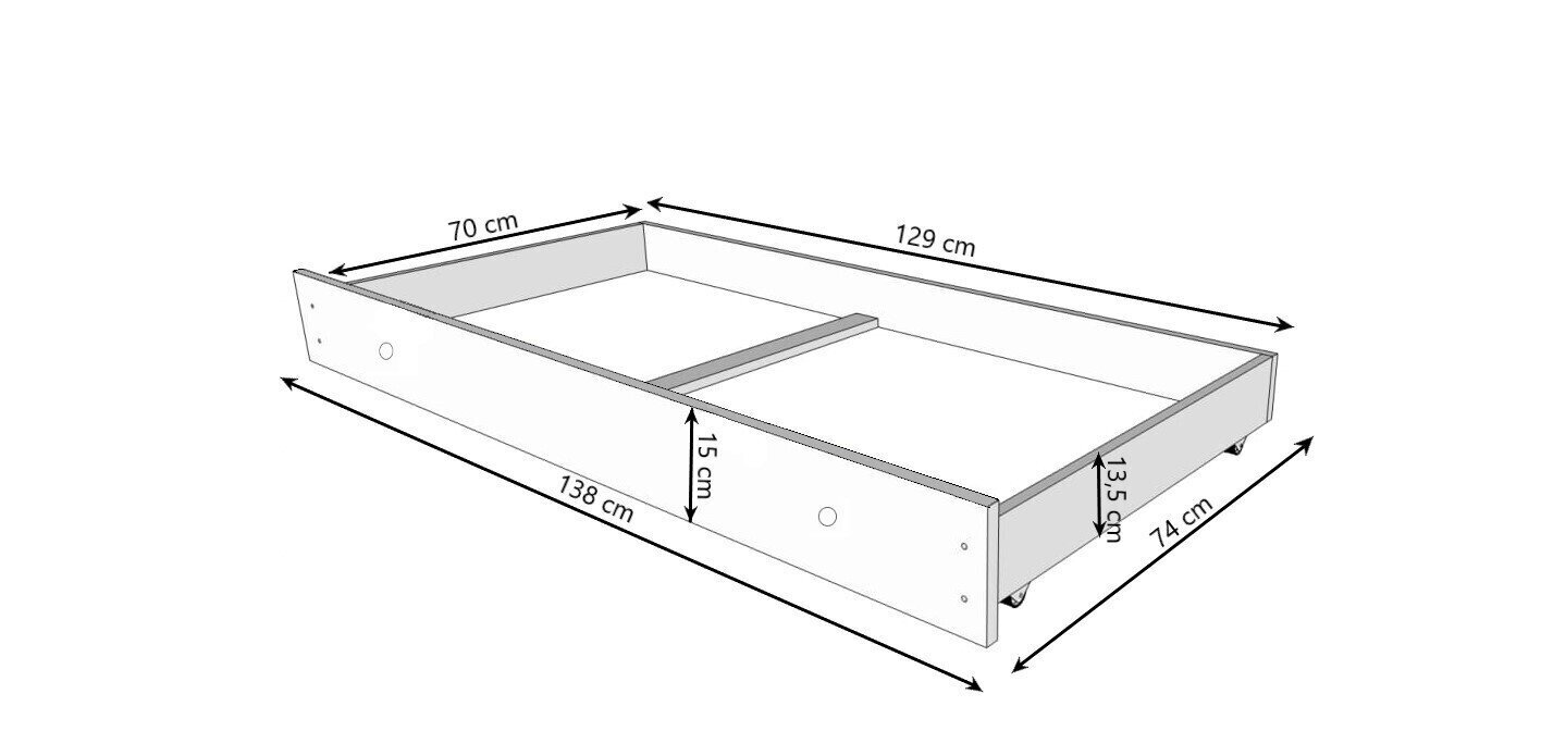 Lastevoodi Adrk Furniture Amadis Digger, 70x140 cm, valge hind ja info | Lastevoodid | kaup24.ee