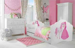 Lastevoodi Adrk Furniture Casimo Princess with horse, 80x160 cm, valge hind ja info | Lastevoodid | kaup24.ee