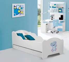 Lastevoodi Adrk Furniture Amadis Blue Bear, 70x140 cm, valge hind ja info | Lastevoodid | kaup24.ee