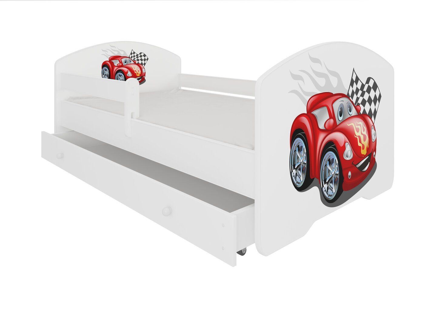 Lastevoodi Adrk Furniture Pepe car zigzag, 80x160 cm, valge hind ja info | Lastevoodid | kaup24.ee