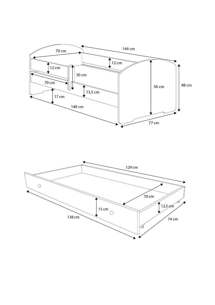 Lastevoodi Adrk Furniture Pepe Police, 70x140 cm, valge цена и информация | Lastevoodid | kaup24.ee